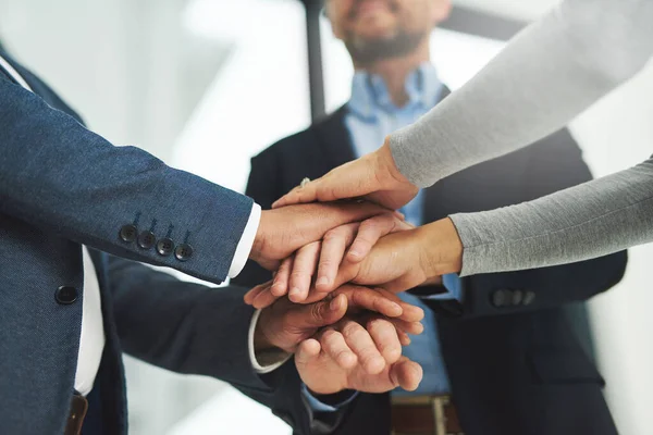 Can Achieve Anything Teamwork Team Colleagues Joining Hands Together Unity — Stock Photo, Image