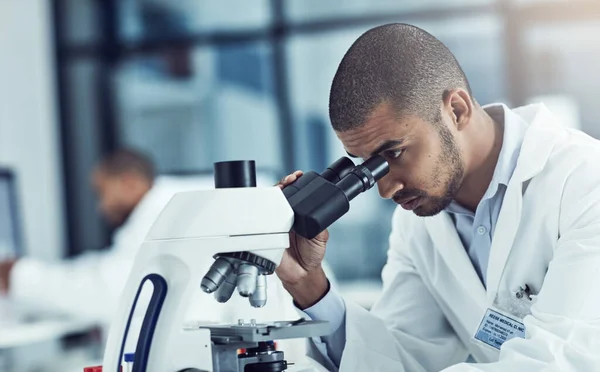 Die Feineren Details Verstehen Ein Junger Männlicher Wissenschaftler Seinem Labor — Stockfoto