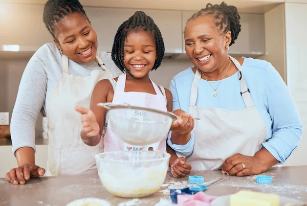 Gelukkig Gezin Kind Koken Keuken Samen Voor Hechting Leerontwikkeling Zwart — Stockfoto