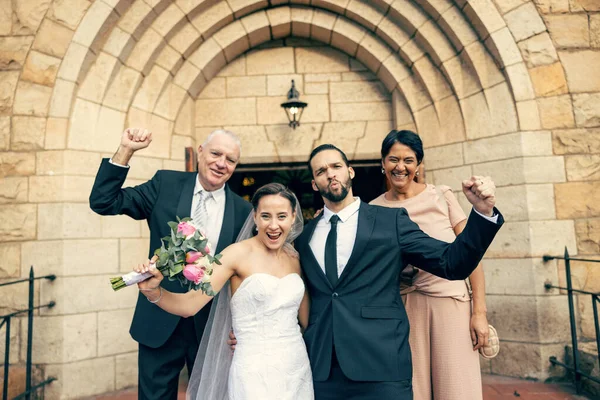 Mariage Couple Famille Dans Célébration Mariage Pour Engagement Confiance Soutien — Photo