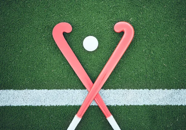Turf Field Hockey Stick Sports Ball Ground Fitness Competition Exercise — Stock Photo, Image
