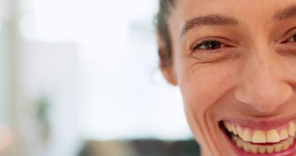 Retrato Rostro Mujer Siendo Feliz Con Sonrisa Relax Confianza Para — Vídeo de stock