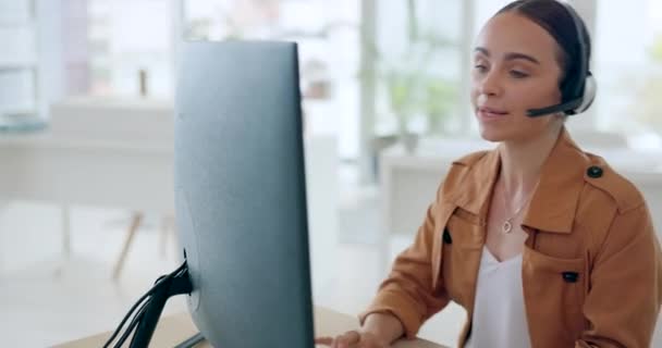 Çağrı Merkezi Kadını Bilgisayar Ofis Işi Için Müşteri Desteği Danışmanlık — Stok video