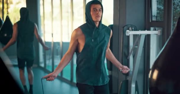 Fitness Egészség Ember Ugrókötél Tornaterem Motiváció Küldetés Épület Erejét Kardio — Stock videók