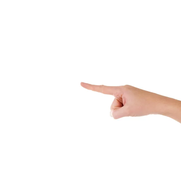 Hand Pointing Index Finger Isolated White — Stock Photo, Image