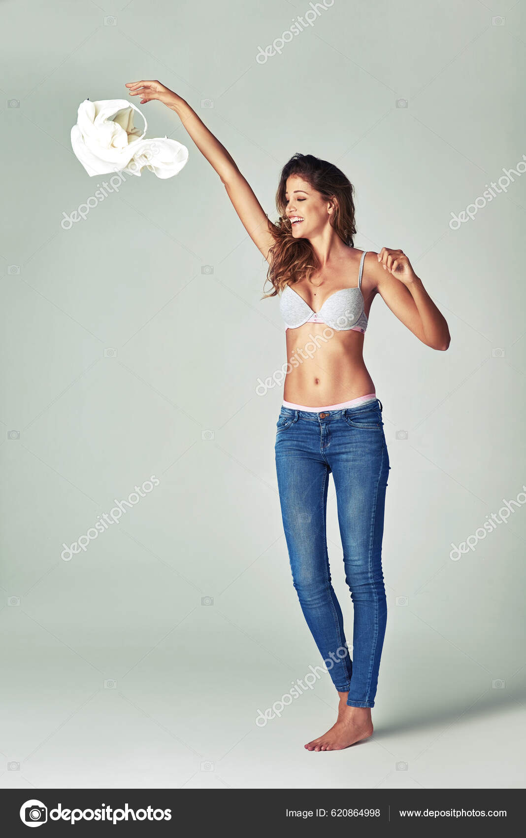 Happiness Taking Your Clothes Long Day Studio Shot Beautiful Young — Stock  Photo © PeopleImages.com #620864998