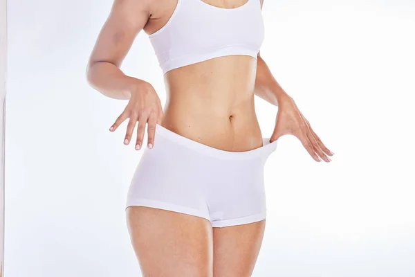Krása Váha Štíhlé Tělo Ženy Izolované Bílém Pozadí Studiu Pro — Stock fotografie