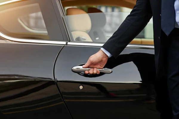 Your Ride Here Unrecognizable Male Chauffeur Opening Car Door — Stock Photo, Image