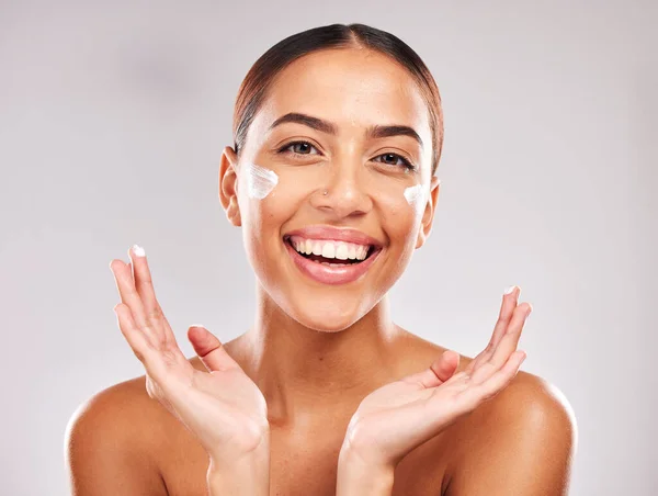Retrato Belleza Cara Mujer Cuidado Piel Para Maquillaje Cosméticos Crema — Foto de Stock