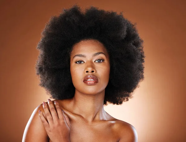 Schoonheid Huidverzorging Afro Met Portret Van Zwarte Vrouw Voor Luxe — Stockfoto