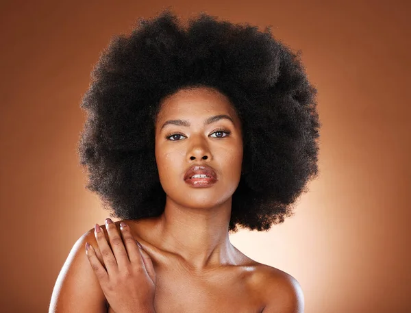 Bellezza Cura Della Pelle Afro Con Ritratto Donna Nera Lusso — Foto Stock