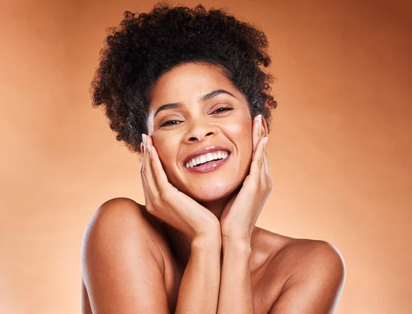 Belleza Cuidado Piel Feliz Con Retrato Mujer Negra Para Spa — Foto de Stock