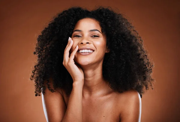 Zwarte Vrouw Haar Portret Met Natuurlijke Schoonheid Glimlach Voor Gezonde — Stockfoto