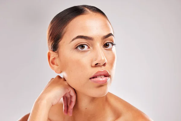Cuidado Piel Maquillaje Mujer Con Belleza Natural Orgullo Saludable Contra — Foto de Stock