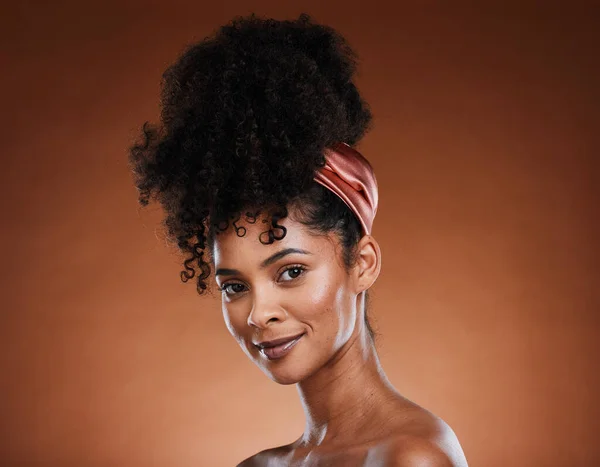 Mujer Negra Cuidado Piel Cabello Para Brillo Belleza Maquillaje Cosmético — Foto de Stock