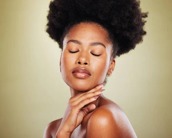 Schönheit Selbstpflege Und Gesicht Der Schwarzen Frau Mit Hautpflege Luxuskosmetik — Stockfoto