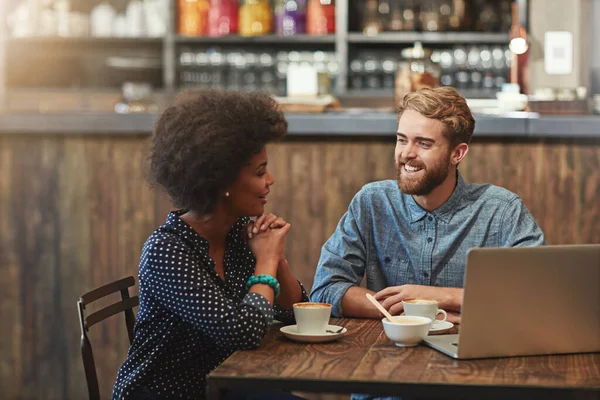 stock image Go in business with someone youre comfortable with. a young couple on a coffee date