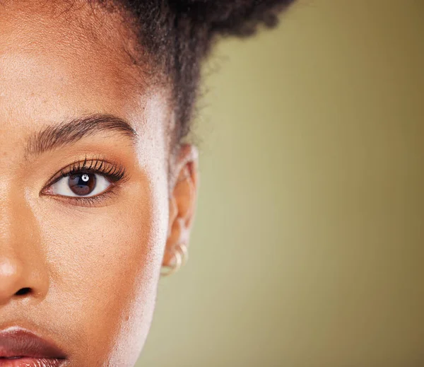 Pielęgnacja Skóry Piękno Twarz Czarnej Kobiety Studio Przyciętym Headshot Dla — Zdjęcie stockowe