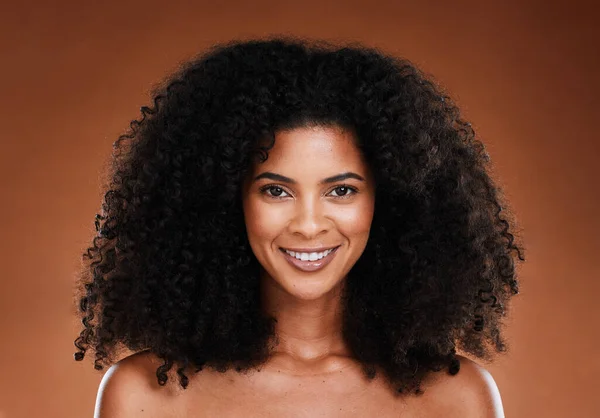 Cuidados Com Cabelo Natural Beleza Retrato Estúdio Mulher Negra Para — Fotografia de Stock