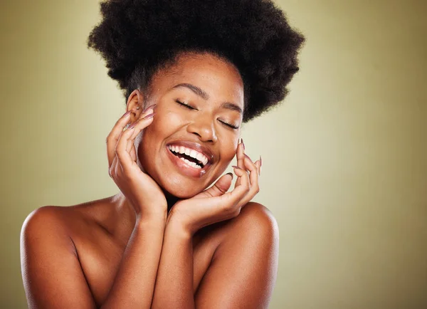 Femme Noire Soins Peau Beauté Naturelle Maquillage Esthétique Dermatologie Cosmétiques — Photo