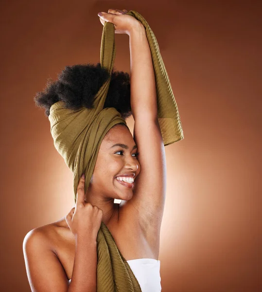 Чорна Жінка Афро Волосся Шарф Моди Студії Модний Одяг Африканська — стокове фото