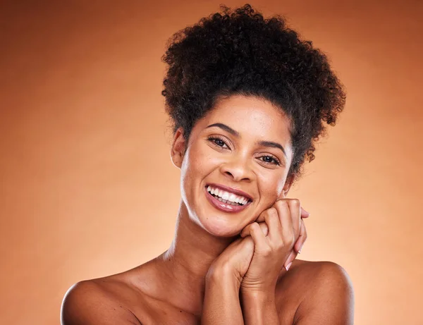 Beleza Cuidados Com Pele Feliz Com Retrato Mulher Negra Para — Fotografia de Stock