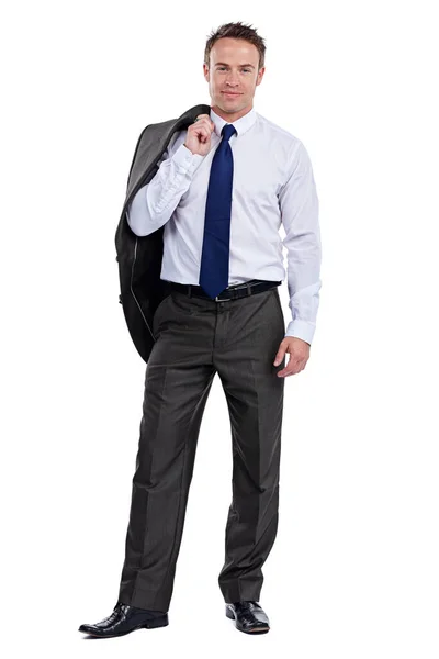 Lets Get Work Full Length Portrait Businessman White Background — Stock Photo, Image