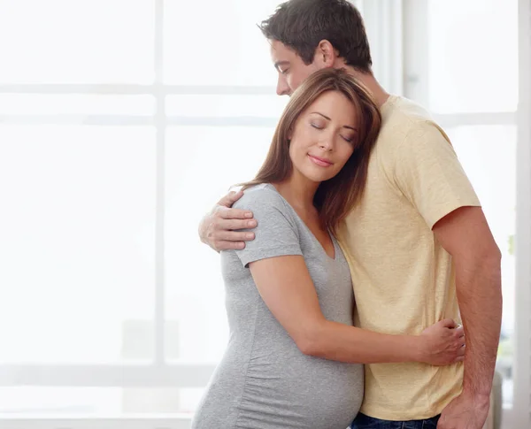 His Support Love Mean World Her Beautiful Pregnant Woman Being — Stock Photo, Image