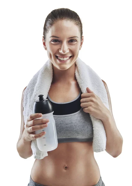 What Awesome Workout Cropped Portrait Young Female Athlete Towel Her — Stock Photo, Image