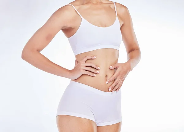 Mujer Estómago Cuerpo Delgado Bienestar Estilo Vida Saludable Cuidado Piel — Foto de Stock