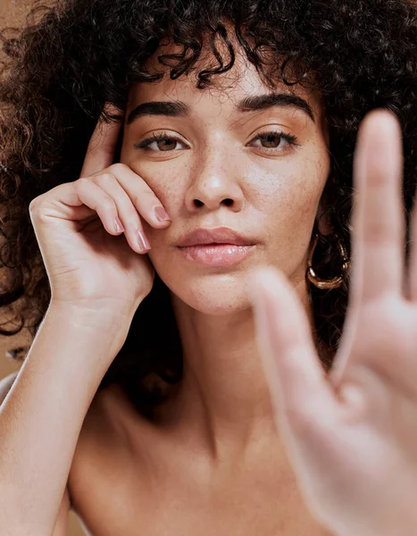 Skincare Mão Retrato Mulher Estúdio Para Beleza Maquiagem Tratamento Cosmético — Fotografia de Stock