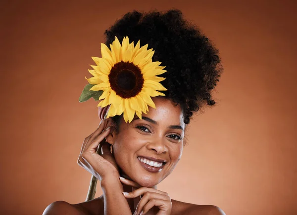 Bloem Schoonheid Vrouw Portret Voor Huidverzorging Haarverzorging Natuurlijke Gezondheid Welzijn — Stockfoto