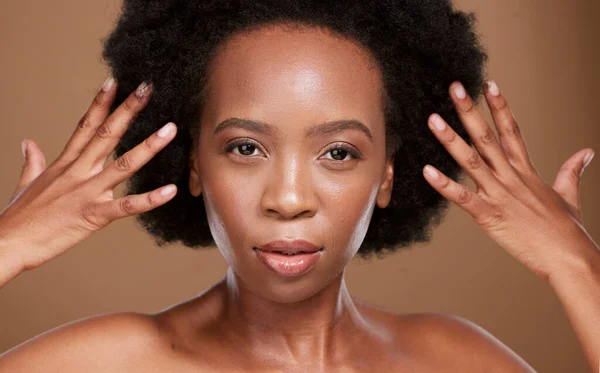 Haarverzorging Schoonheid Portret Van Een Zwarte Vrouw Met Een Wellness — Stockfoto