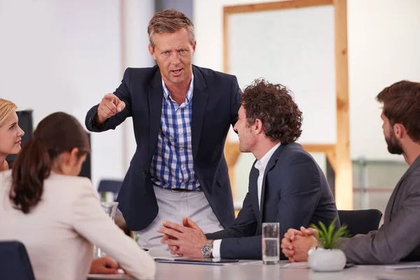 Only Way Forward Businessman Addressing His Colleagues Meeting — Stock Photo, Image