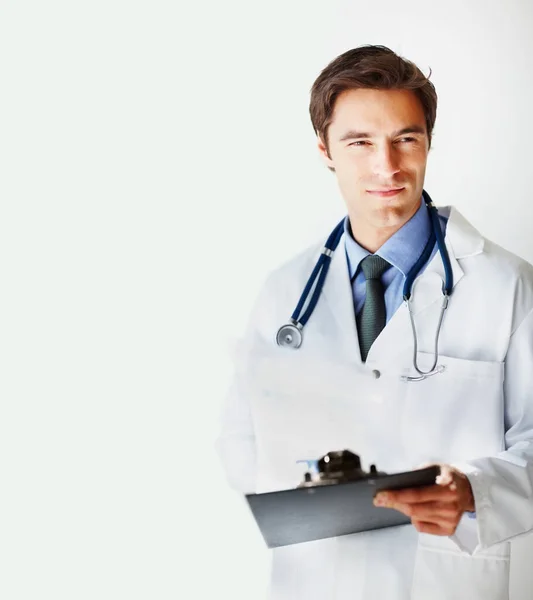 Ung Læge Med Stetoskop Ikkeepad Mod Lyse Selvsikker Ung Læge - Stock-foto