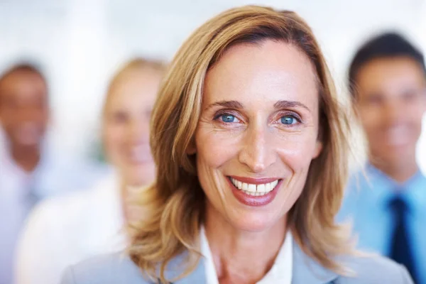 Mature Female Executive Team Seminar Closeup Mature Female Executive Smiling — Stock Photo, Image