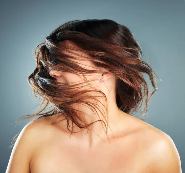 Haarpflege Glücklich Und Frau Mit Salonschönheit Luxus Und Wellness Vor — Stockfoto