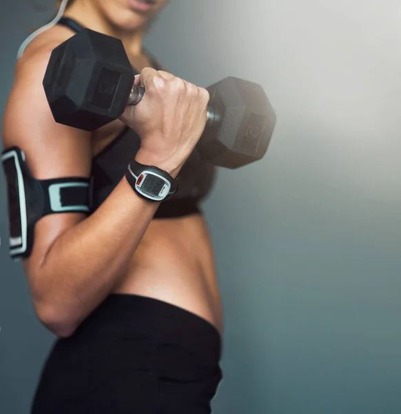 Strong All Matters Fit Woman Working Out Weights — Stock Photo, Image