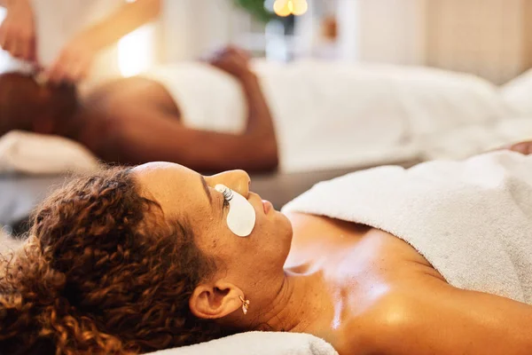 Spa Ooglapje Vrouw Met Huidverzorging Gezichtsschoonheid Ontspanning Voor Luxe Behandeling — Stockfoto