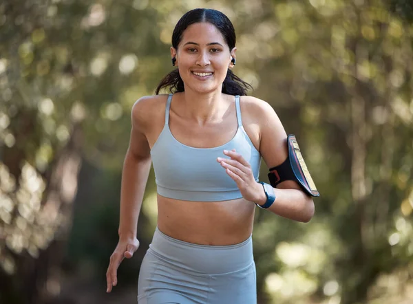 Fitness Portrait Femme Course Exercice Entraînement Pour Marathon Cardio Sourire — Photo