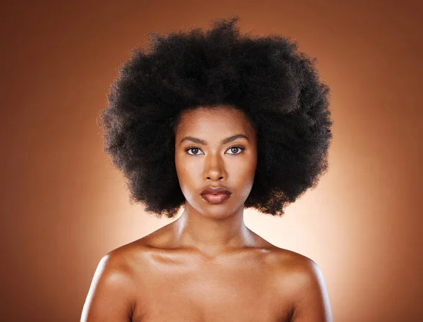 Schwarze Frau Gesicht Und Afro Für Natürliche Haarpflege Wellness Für — Stockfoto