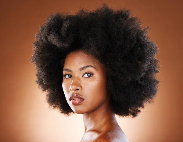 Schoonheidsverzorging Afro Portret Van Zwarte Vrouw Met Schoon Gezond Haar — Stockfoto
