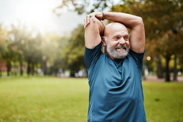 Stretching Fitness Running Old Man Park Health Workout Sports Mockup — Stock Photo, Image