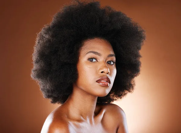 Beauté Femme Noire Aux Cheveux Naturels Portrait Soins Peau Publicité — Photo