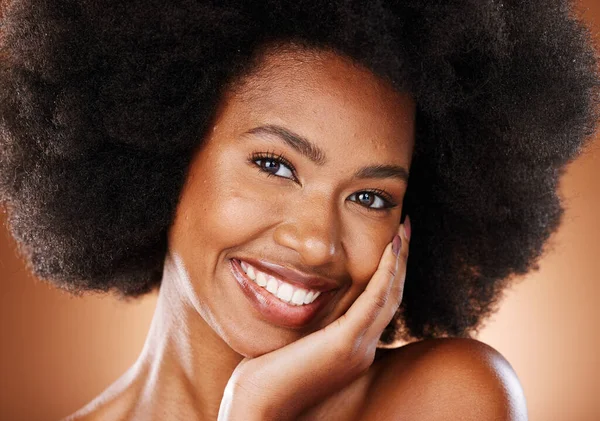 Retrato Pele Mulher Negra Estúdio Para Beleza Cuidados Com Pele — Fotografia de Stock
