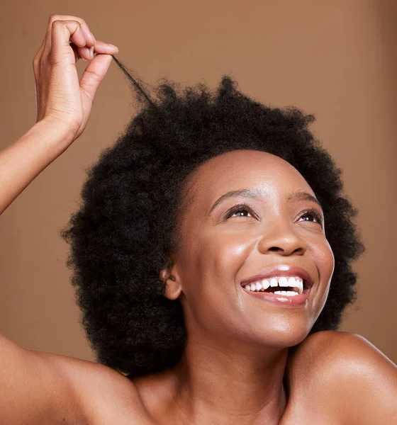 Mulher Negra Afro Cuidados Com Cabelo Beleza Cuidados Com Pele — Fotografia de Stock