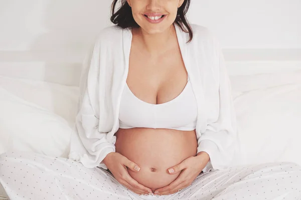 Nemůžu Dočkat Toho Velkého Dne Těhotná Žena Doma — Stock fotografie