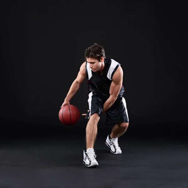 Dia Bermain Untuk Menang Tembakan Panjang Dari Pemain Basket Laki — Stok Foto