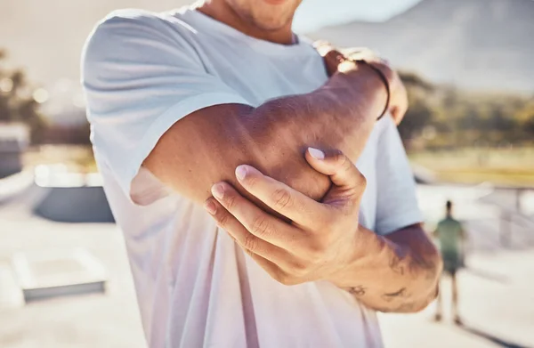 Elbow 관절통 Joint Pain Man 사고와 조치와 부러진 그리고 근육통 — 스톡 사진