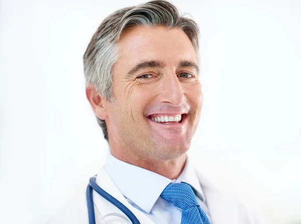 Jag Har Goda Nyheter Porträtt Läkare Stående Ett Kontor — Stockfoto